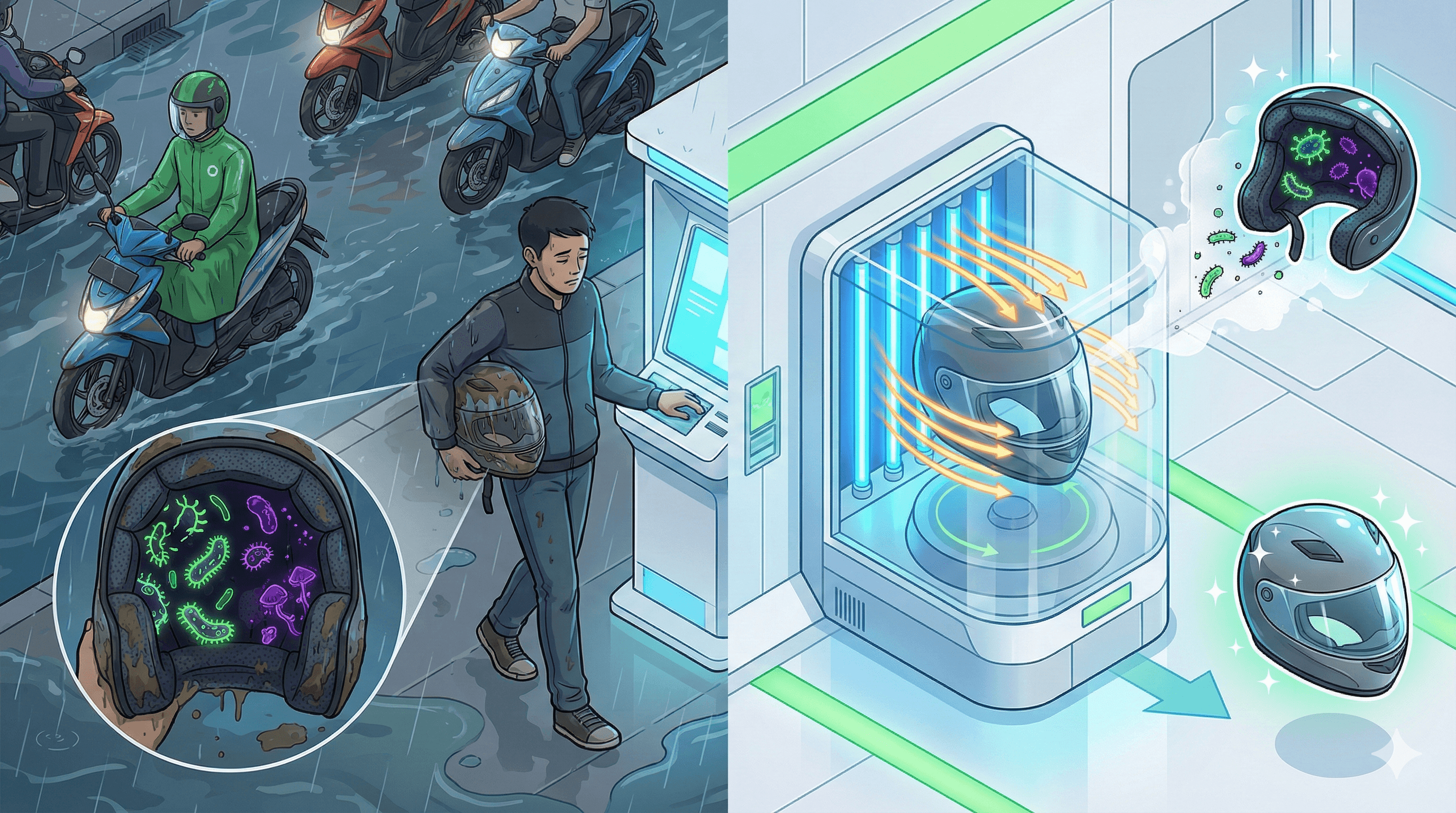 Cover image for Musim Hujan Ekstrem: Prioritaskan Kesehatan Anda dengan Helm Bersih